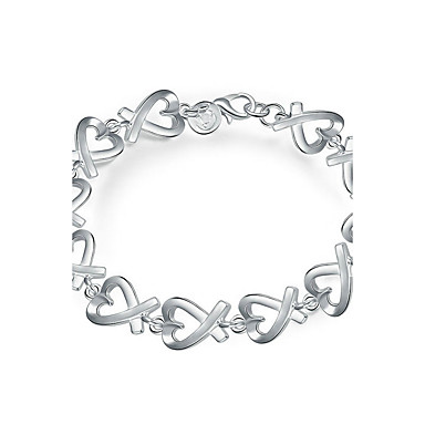 bracciale a forma di cuore Bracciale con ciondolo a forma di catena placcato in argento con cristallo Bracciale con maglie a forma di cuore