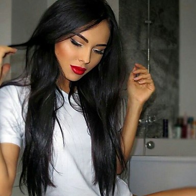 Cabello humano 360 frontal Peluca Cabello Peruano Recto Con coleta Con