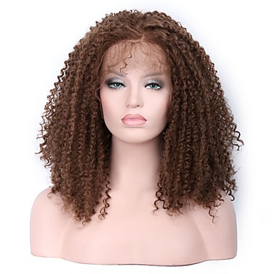 55 99 Synthetic Lace Front Wig Kinky Curly With Baby Hair Synthetic Hair Middle Part Sew In 100 Kanekalon Hair Brown Wig Women S Medium Length