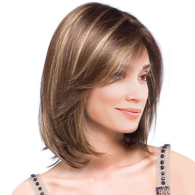 Synthetic Wig Straight Straight Wig Medium Length Brown Synthetic