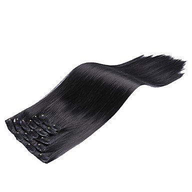 baratos Extensões de Cabelo Sintéticas-EEWigs Extensões de Cabelo Natural Liso Clássico Cabelo Sintético Alongamento Com Presilha Diário