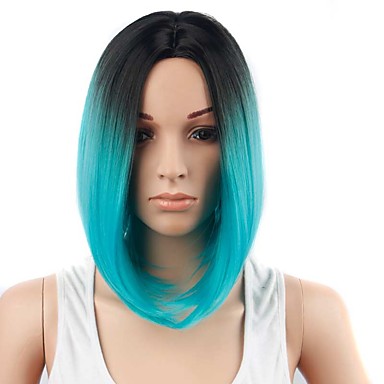 Synthetic Wig Wig Short Blue Synthetic Hair Women S Ombre Hair