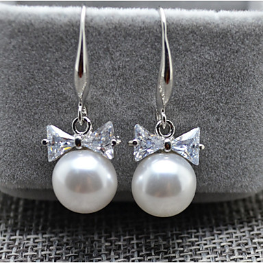 Women S Cubic Zirconia Drop Earrings Imitation Pearl Bowknot Sweet Women S Cubic Zirconia Drop Earrings Imitation Pearl Bowknot Sweet Gold Silver For Wedding Party 6413089 2018 3 99