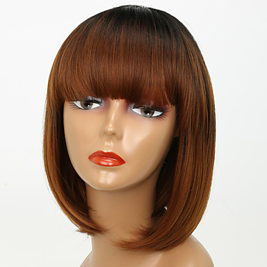 Synthetic Wig Straight Bob Haircut Synthetic Hair Middle Part