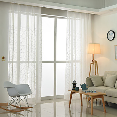 Bohemian Sheer Curtains Shades Indoor Two Panels Embroidery