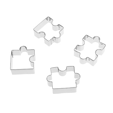 4pcs Stainless Steel Puzzle Piece Cookie Cutter Biscuit Pastry Cake Decor Mold R