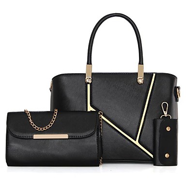 Women S Bags Pu Polyurethane Bag Set 3 Pcs Purse Zipper Black Women S Bags Pu Polyurethane Bag Set 3 Pcs Purse Zipper Black Red Fuchsia 6502880 2018 34 99