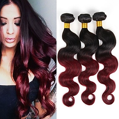 3 Bundles Brazilian Hair Body Wave Human Hair Ombre Hair Weaves