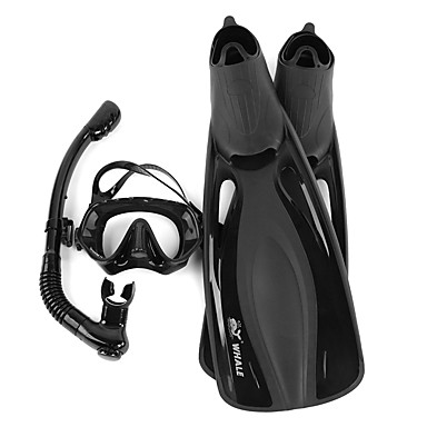 baratos Mascaras de Mergulho, Snorkels &amp; Pés de Pato-WHALE Kit para Snorkeling Pacotes de Mergulho - Máscara de mergulho Nadadeiras de Mergulho Snorkel - Anti-Nevoeiro Snorkel Seco Pala Longa Natação Mergulho Silicone Vidro TPR  Para Adulto