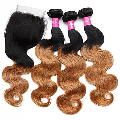 3 Bundles With Closure Brazilian Hair Wavy Human Hair Human Hair