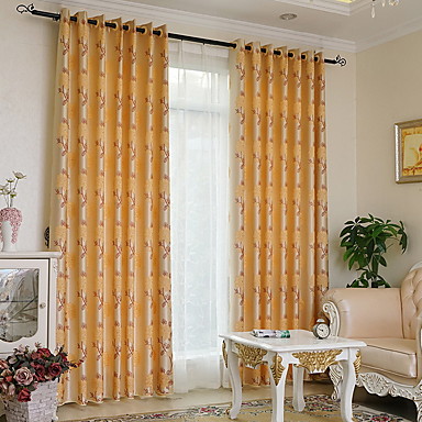67 25 Curtains Drapes Living Room Floral Color Block Cotton Polyester Jacquard