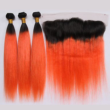 3 Bundles With Closure Brazilian Hair Straight Human Hair Hair