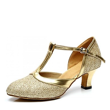 Women's Dance Shoes Paillette Latin Shoes Sandal Chunky Heel ...
