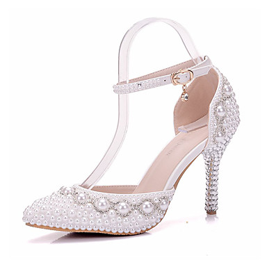 Women's Wedding Shoes Stiletto Heel Pointed Toe Rhinestone / Pearl ...