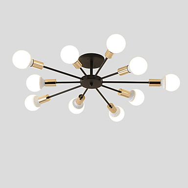 10 Head Vintage Metal Semi Flush Mount Ceiling Light Living Room