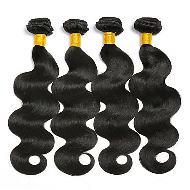4 Bundles Malaysian Hair Wavy Human Hair Natural Color Hair Weaves