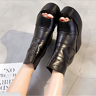 cowhide leather flat heel boots