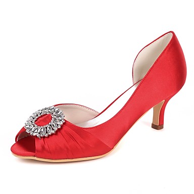 Women's Wedding Shoes Kitten Heel Peep Toe Rhinestone / Side-Draped ...