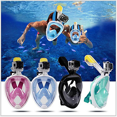 baratos Mascaras de Mergulho, Snorkels &amp; Pés de Pato-Máscaras de mergulho Máscaras Faciais 180 Graus Anti-Vazamento Compatível com GoPro Anti-Nevoeiro Snorkel Seco Janela Única - Natação Mergulho Snorkeling Scuba silica Gel - Para Crianças Adulto Rosa