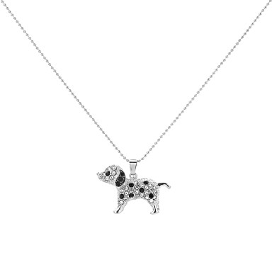 Artistic 3-D Silver Hollow Dalmatian Necklace Dog Silver