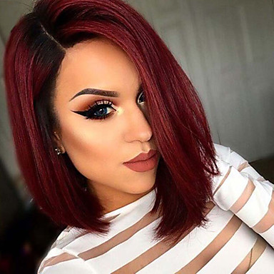 16 99 Synthetic Wig Straight Bob Wig Burgundy Medium Length Black Dark Wine Synthetic Hair Women S Women Medium Size Ombre Hair Burgundy