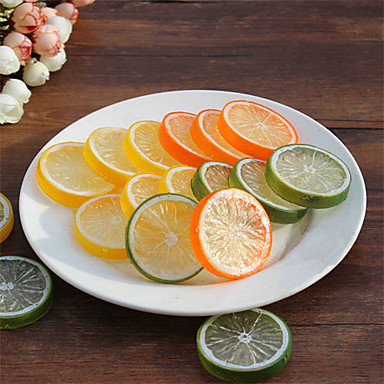 20pcs Artificial Lemon Slices Fake Lifelike Decorative Plastic