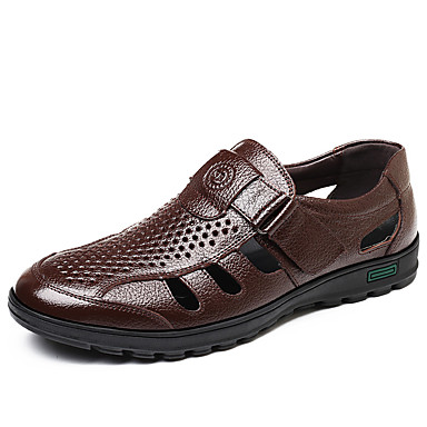 Men's Comfort Shoes Cowhide Summer Loafers & Slip-Ons Black / Brown ...