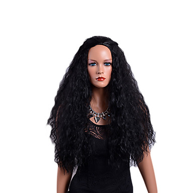 Peruki Syntetyczne Damskie Curly Czarny Fryzura Cieniowana Włosie