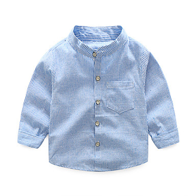 Per Ragazze Donne Poli-Cotone Scuola Camicia Azzurro Bianco Lungo Manica Corta Camicia