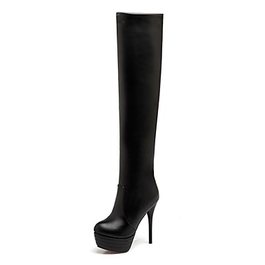 Women's Boots Stiletto Heel Round Toe PU Over The Knee Boots Fashion ...