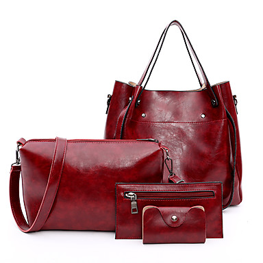 Women's Zipper / Tassel PU Bag Set Bag Sets Solid Color 4 Pieces Purse ...