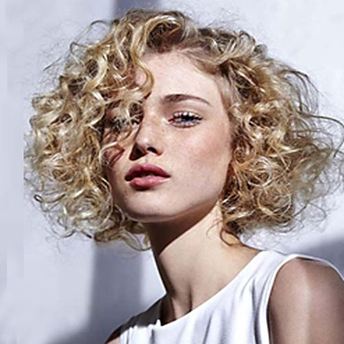 Synthetic Wig Women S Curly Blonde Side Part Hair 12 Inch Synthetic Wig Women S Curly Blonde Side Part Hair 12 Inch With Bangs Mid Length Capless Black Strawberry 6836778 2018 25 87