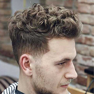 baratos Topetes-Homens Cabelo Humano Topetes Ondulado 100% Feita a Mão Macio