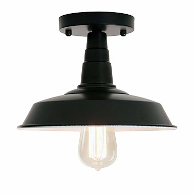 Loft Vintage Industrial Wrought Iron Warehouse Semi Flush Mount