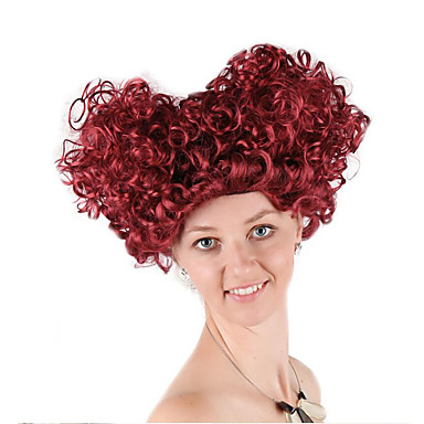 Synthetic Wig Cosplay Wig Curly Burgundy Bob Haircut Synthetic