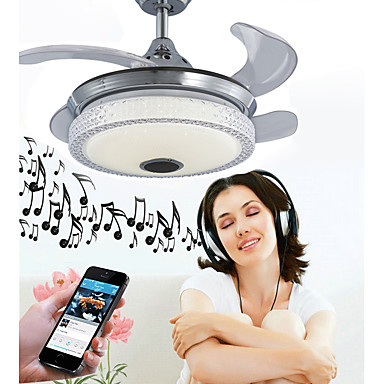 481 84 Ecolight Geometric Novelty Ceiling Fan Ambient Light Electroplated Metal Adjustable Wifi Control Bluetooth Control 110 120v 220 240v