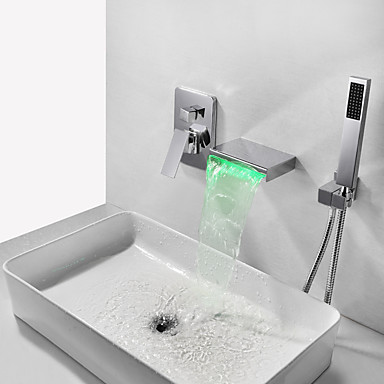 Bathtub Faucet Contemporary Chrome Wall Mounted Brass Valve Bath