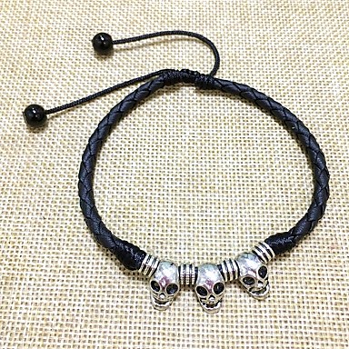 Braided Ankle Bracelet Leather Skull Stylish Steampunk Black Braided Ankle Bracelet Leather Skull Stylish Steampunk Black Red For Daily Men S 6894854 2018 3 99