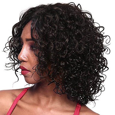 Remy Human Hair Full Lace Wig Bob Layered Haircut Middle Part