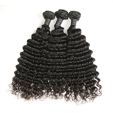 3 Bundles With Closure Malaysian Hair Deep Curly Human Hair Human