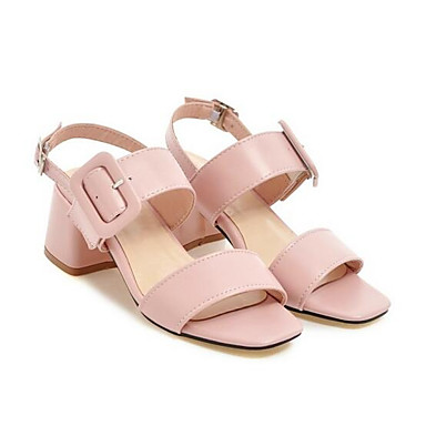 Women's Sandals Chunky Heel Nappa Leather Comfort Spring Blue / Pink ...