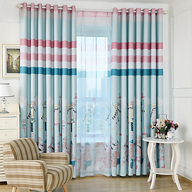 Blackout Curtains Drapes Two Panels Kids Room Cartoon Polyester