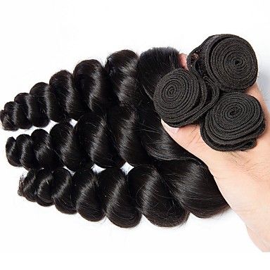 3 Bundles Peruvian Hair Wavy Human Hair Natural Color Hair Weaves