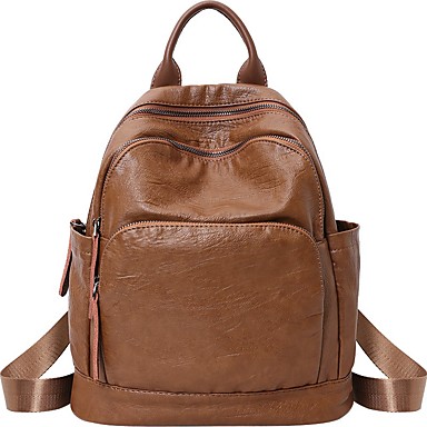 Cowhide Zipper Commuter Backpack Daily Brown / Black 6923345 2021 – $45.89