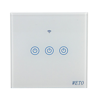 WETO W-T13 EU/US/CN 3 Gang WiFi Smart Wall Switch Touch Sensor Switch Smart Home Remote Control Works With Alexa Google Home via Smart Phone