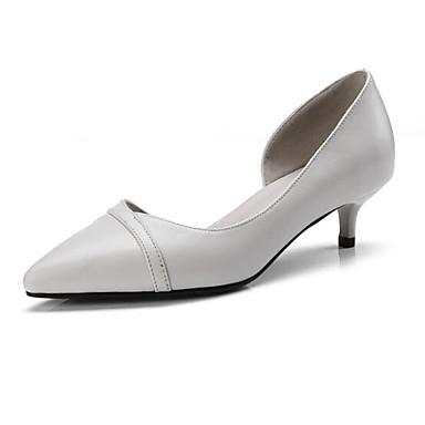 Women S Heels Comfort Shoes Kitten Heel Nappa Leather Spring White