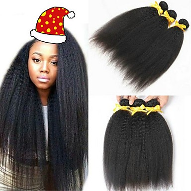 6 Bundles Brazilian Hair Yaki Straight Human Hair Natural Color