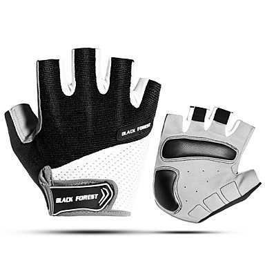 JINGTOO Cycling Gloves Men Women Half Finger Bike Gloves Mountain Padded Workout Gloves Sports Exercise Light Thin Bicycle Gloves Anti Slip Shock Proof Biking Gloves Black Padding Breathable Mesh
