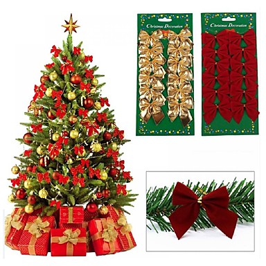 12Pcs Mini Christmas Tree Festival Home Party Tabletop Ornaments Xmas Decor Gift 