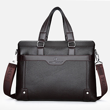 Men's PU Briefcase Solid Color Black / Brown / Fall & Winter 6973496 ...